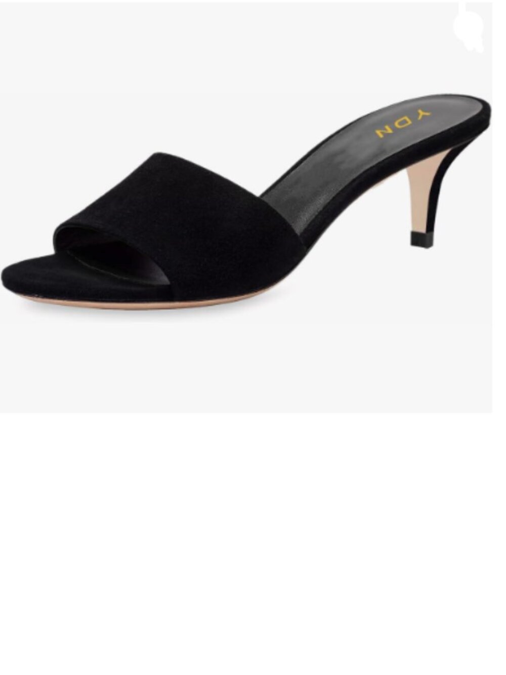 YDN Black Suede Open-Toe Mule Heels